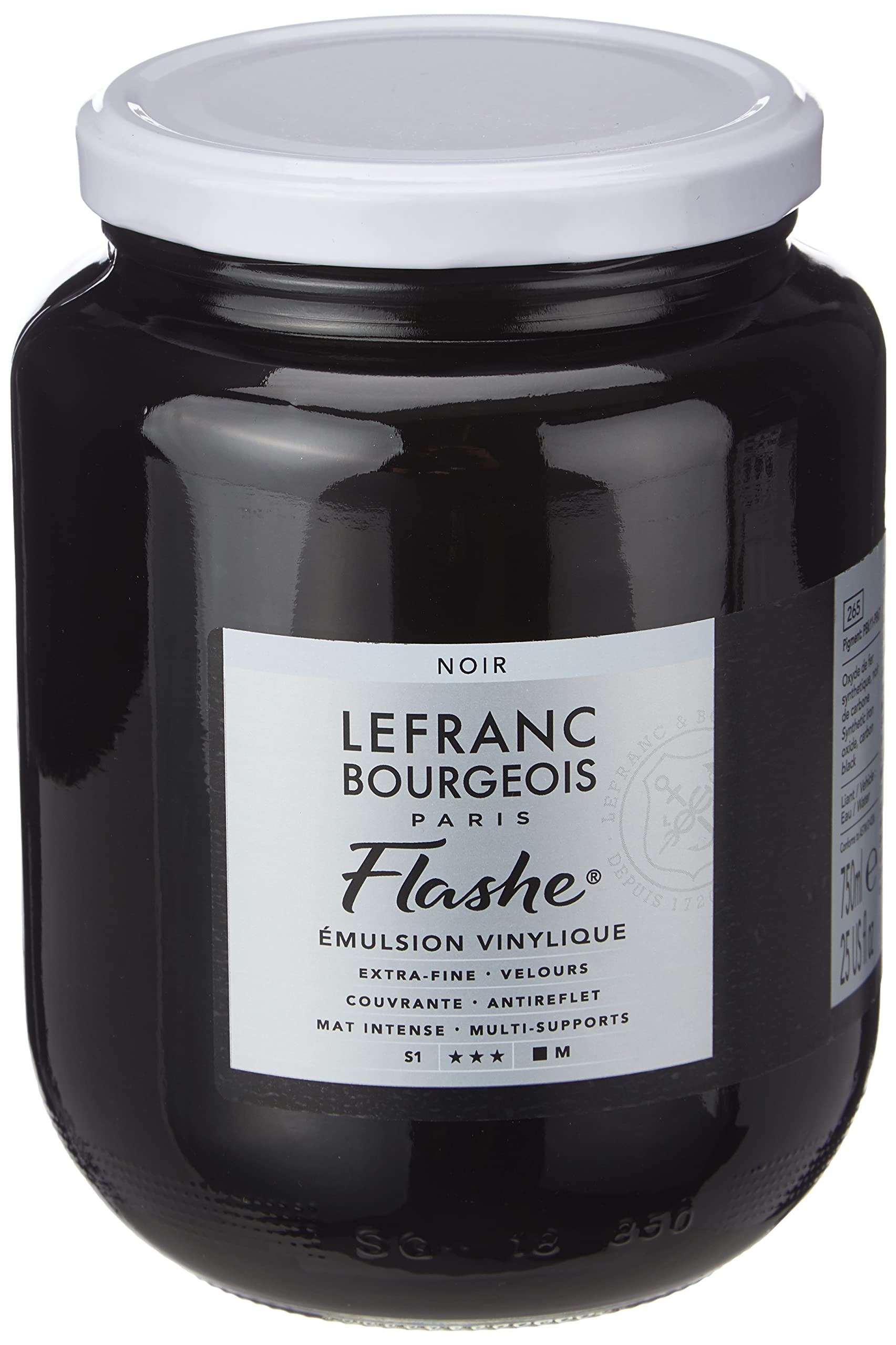 Lefranc Bourgeois Acrylic Vinyl Emulsion, Black, 10.19 x 10.19 x 13.7 cm