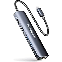USB C Hub Ethernet, DockteckExpand 7-in-1 Multiport Adapter Type C to 4K@60Hz HDMI, Gigabit Ethernet, 100W PD Charging, 2 USB