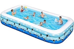 BAILINGHAI Extra Large Inflatable Pool for Kids Adults, 145" X 74" X 22" Full Size Family Blow Up Pool, Oversized Swimming Pools Above Ground for Backyard Home Garden Lawn Indoor Outdoor (Air Pump Not Included)