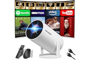 [2026 Upgraded] Mini Projector Support 4K 1080P FHD Auto Keystone 270° Rotatable with WiFi 6 and Bluetooth 5.2 Projector Port