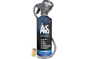 InterDynamics Ultra Synthetic R-1234YF AC Recharge Kit by A/C Pro, AC Leak Sealer with R-1234YF Refrigerant Seals Rubber Leaks, Includes Universal Gauge and YF Snap-Lock Coupler, 14 OZ