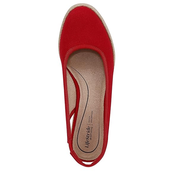 LIFESTRIDE WOMENS KAYDEN WEDGE SANDAL FIRE RED 6 W