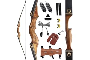 HANDBAIGE 60'' Hunting Longbow Set for Adult Archery Bow Kit for Shooting Right Handed Longbows for Target Practice