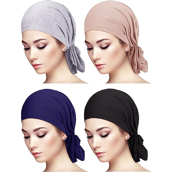 NICEYST Women's Turban Cap - Chemo Beanie Headscarf With Rhinestone, Cotton, One Size (Blue) - View #3