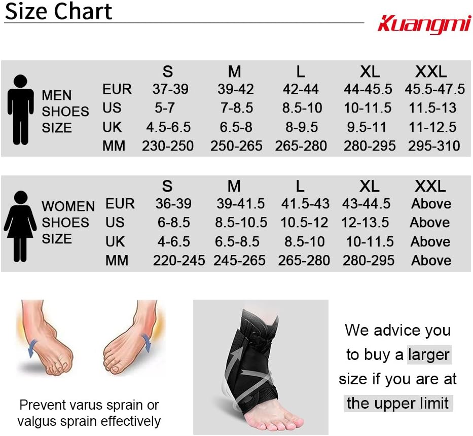 X-Large Kuangmi Ankle Brace Lace-up with Side Stabilizers Support Auxiliary Fixing Belt Strength Protector Single
