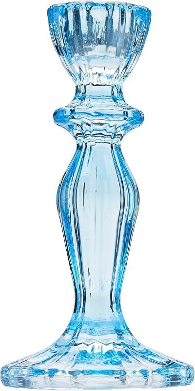 Talking Tables Sky Blue Glass Candlestick Holder 16cm Centerpiece