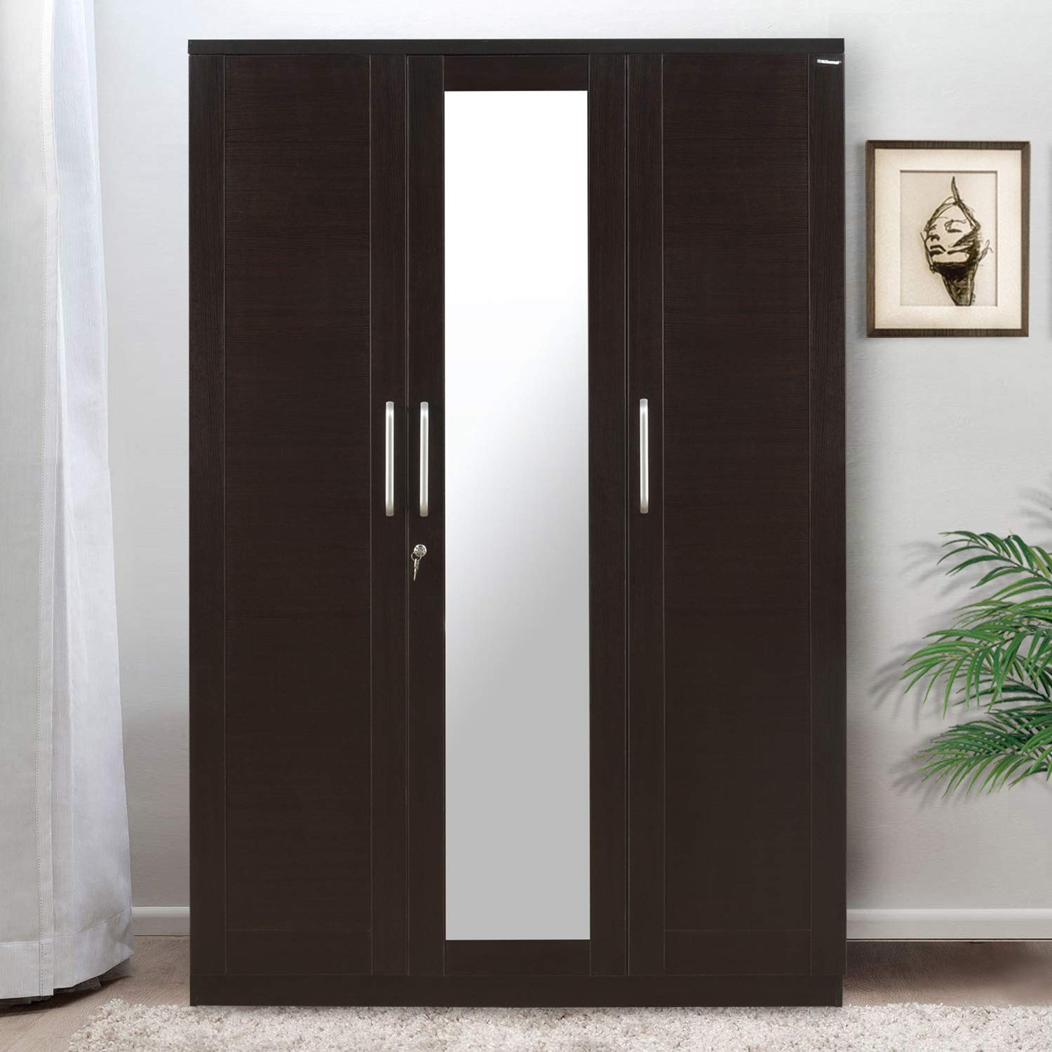 Nilkamal Morocco 3 Door Wardrobe With Mirror Wenge Amazon In