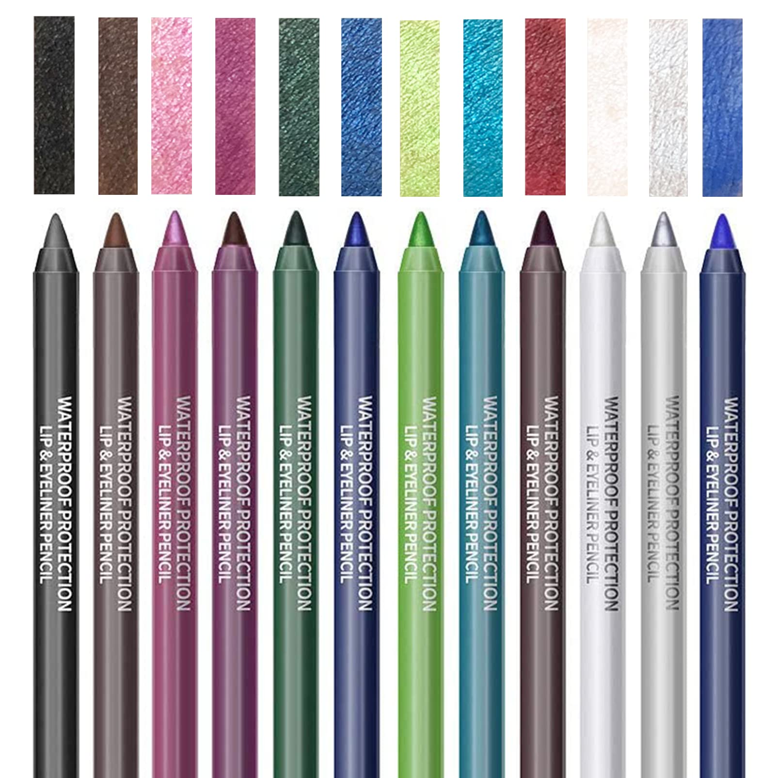 Fashion Base Eyeliner Pencil, 12 Colours Eyeliner, Professional Highlighter Eye Liner Pen, Pencil Waterproof Long Lasting Brighten Soft Natural and Non Toxic Eyeshadow Makeup Tools, 12.0 count