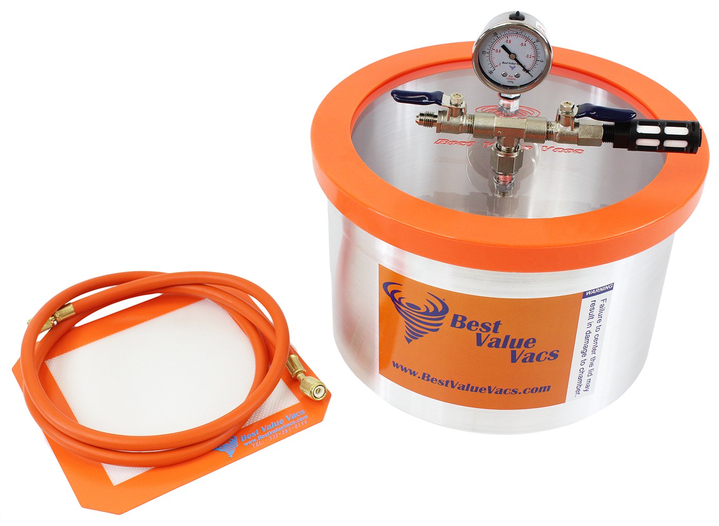 2 Gallon Aluminum Best Value Vacs Vacuum Degassing Chamber and VE115