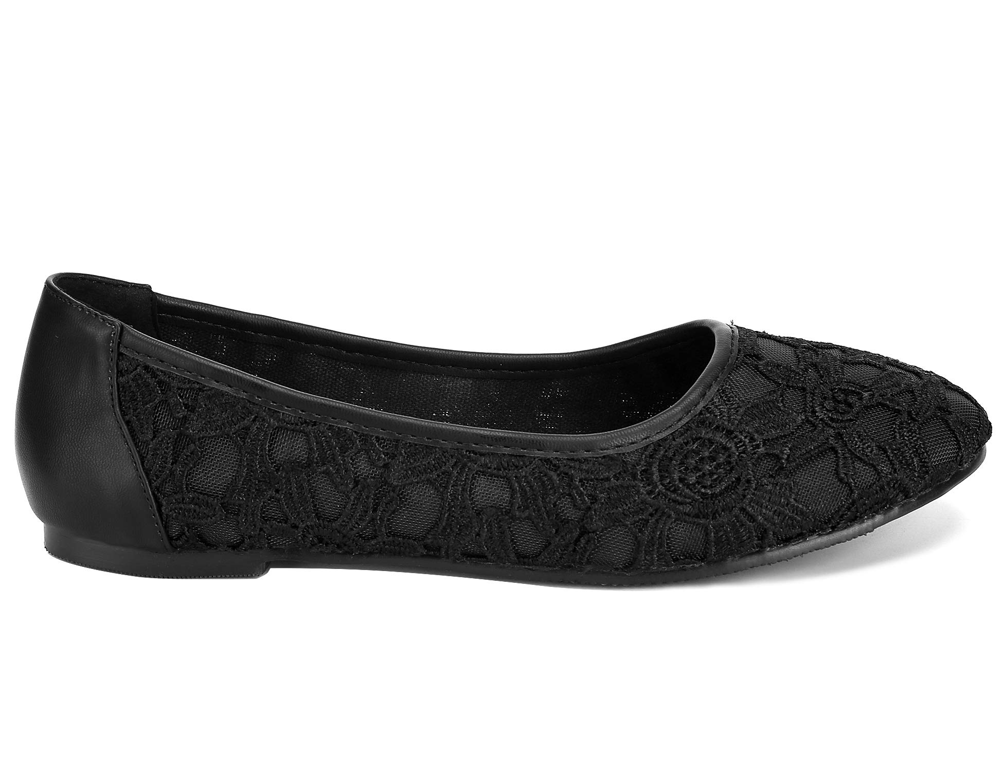 Greatonu Women's Flats Cut Out Round Toe Slip On Floral Ballet Flat Comfortable Lace Flats Dressy - Image 3