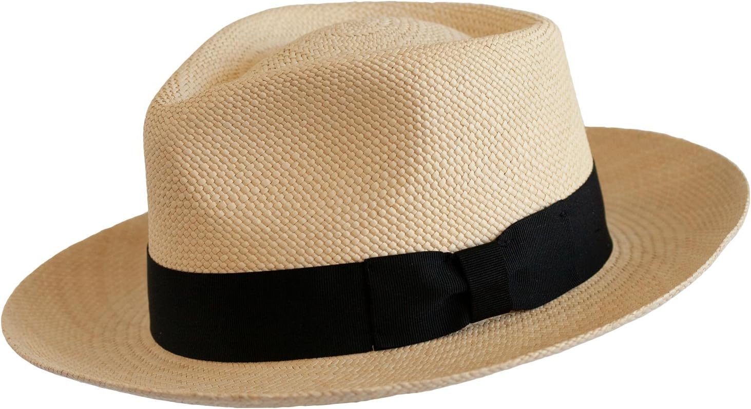 Levine Hats Co. Genuine Panama Bogart Fedora Straw Dress Hat (3+ Colors)