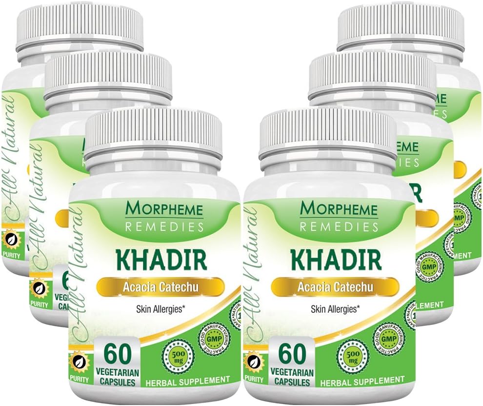Morpheme Khadir (Acacia Catechu) 500mg Extract 60 Veg Caps - 6 Bottles