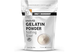 IT'S JUST! It's Just - 100% Gelatin Powder (2lb) Unflavored, Heavy Metal Tested, Grass-Fed Bovine (Beef) Source, Non-GMO, Keto Friendy, Perfect for Marshmallows, Gummies, Desserts, 32oz