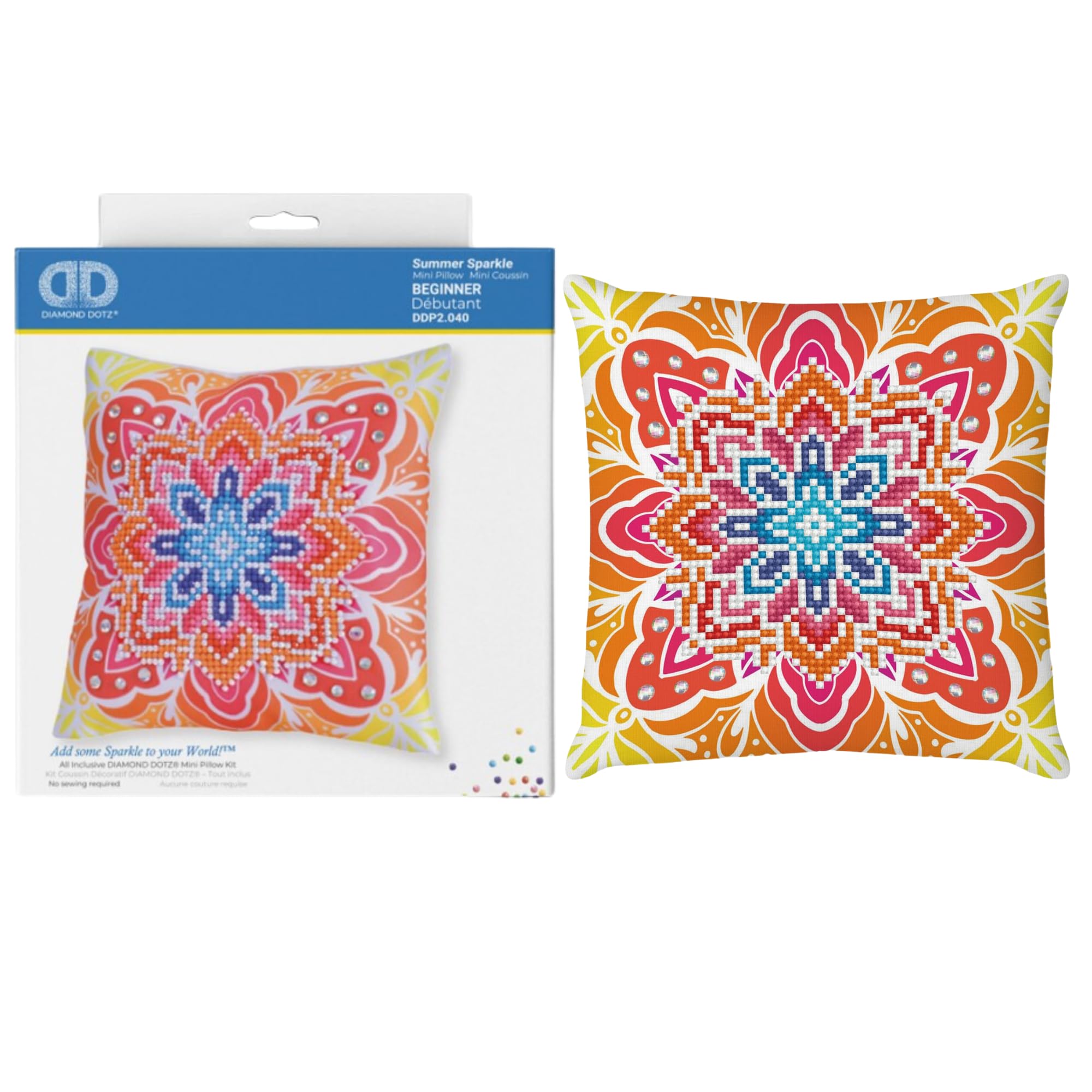 DIAMOND DOTZ DPP2 Pillow, Beginner, Summer Sparkle, 18cm x 18cm DDP2.040