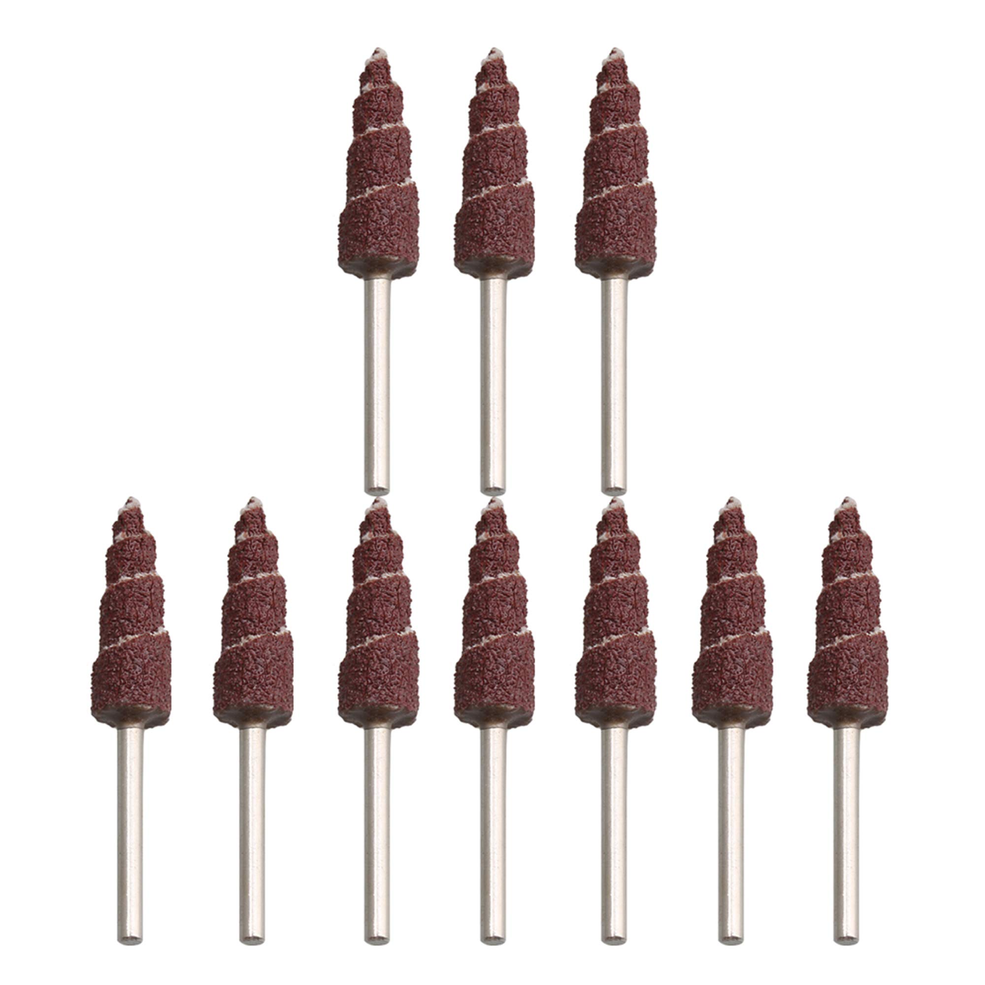 Mxfans Cone Abrasive Sandpaper 80 Grit Flap Wheel Rotary Tool 3mm Shank Pack of 10