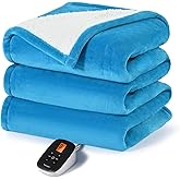 Sunable Heated Electric Blanket - Machine Washable Heating Blanket with Time Settings 10 Heat Settings Full Size 77×84 inches, ETL Certified, Teal - Velvet & Sherpa