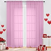 OWENIE Sheer Pink Curtains, Sheer Curtains 84 inch Length 2 Panels Set, Rod Pocket Voile Fimly Sheer Drapes for Living Room/Bedroom, 2pcs, Each 42" W x 84" L