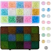 PH PandaHall 5000pcs Glow in The Dark Beads 15 Colors 3mm Luminous Glass Seed Beads UV Bead Round Frosted Spacers for Friendship Bracelet Necklace Earring Crafts Jewelry Making Party Decoration