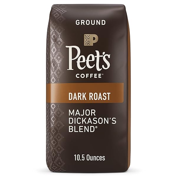 PEET’S COFFEE, DARK ROAST GROUND COFFEE – MAJOR DICKASON’S BLEND 10.5 OUNCE BAG