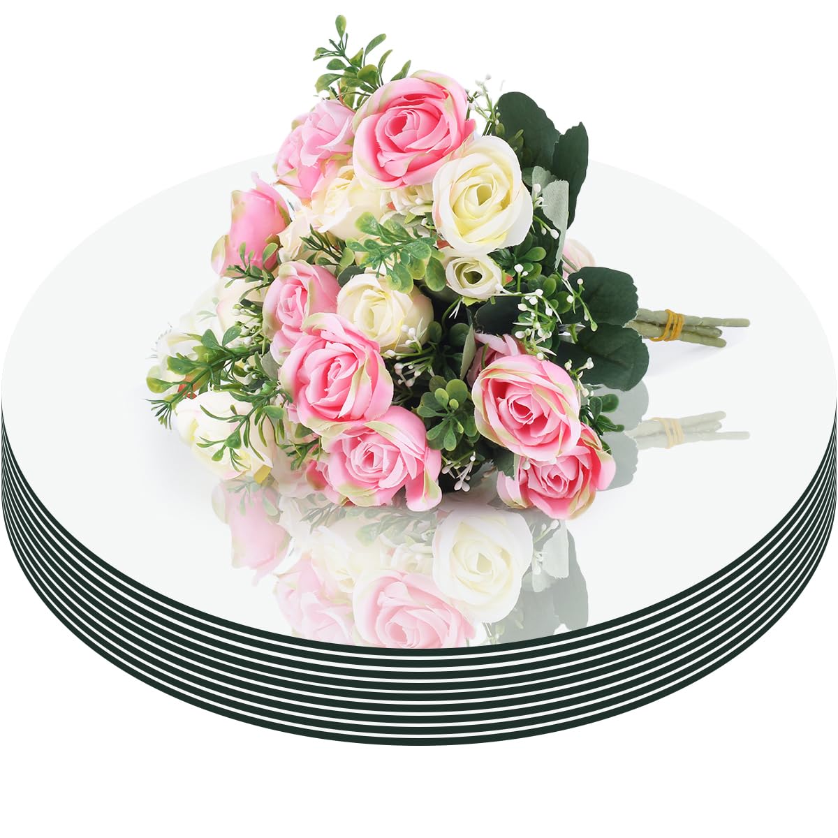 Photo 1 of 12PCS 8inch Round Mirrors for Centerpieces, Circle Mirror Centerpieces for Tables, Mirror Tiles for Wall Decor Table Wedding Centerpieces Mirror Plates for Candle Wedding Decorations DIY Craft