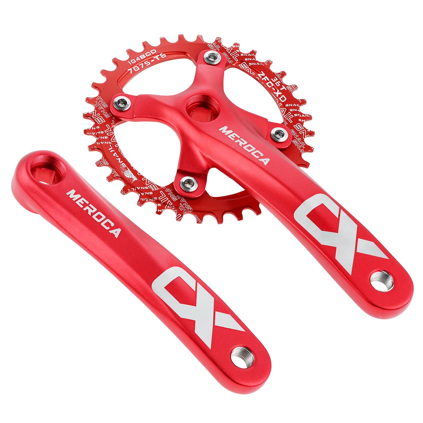 SURIEEN 170mm Square Crankset for Mountain Bike with 104 BCD 36T Chainring Single Speed Crankset Crank Arm Set for MTB