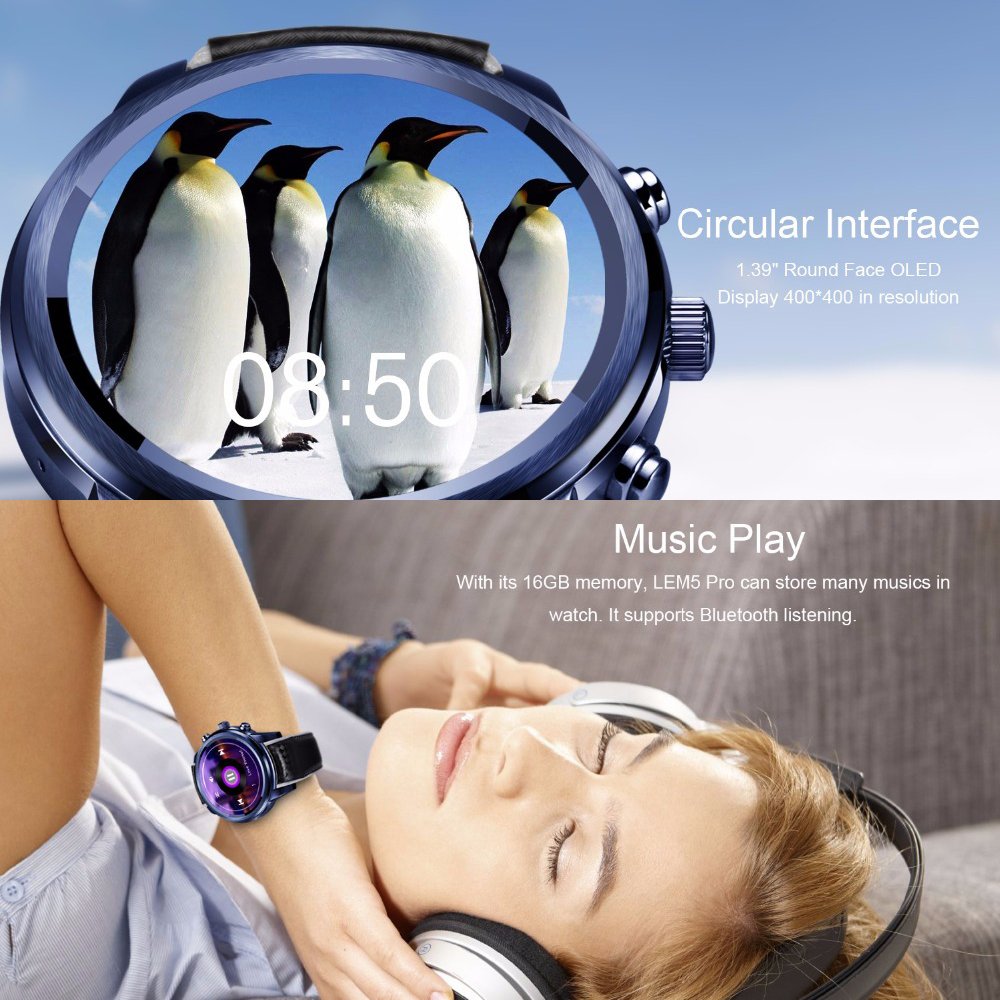 LEMFO lem5 Pro Smartwatch Android 5.1 Quad Core 1.3 GHz 2 GB/16GB ...