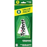 Trident Spearmint Sugar Free Gum, Value Pack, 8 Packs of 14 Pieces (112 Total Pieces)