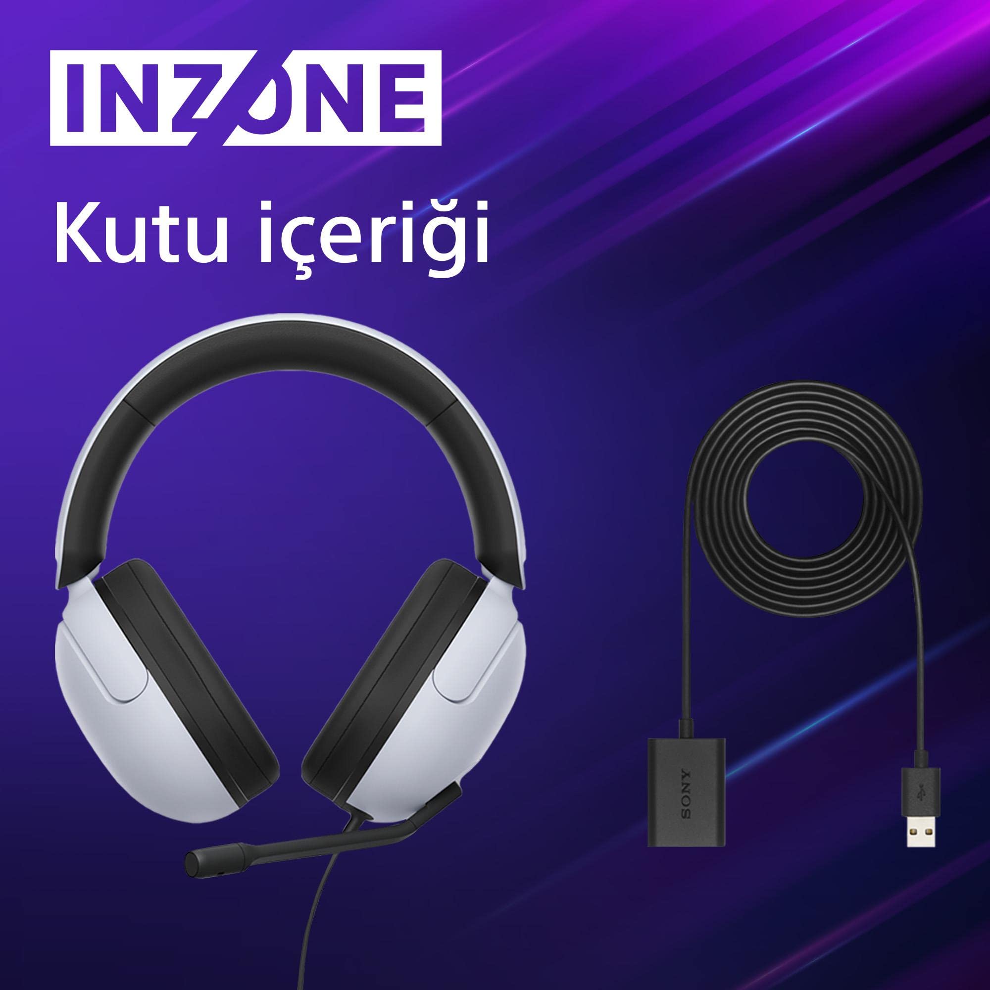 Sony INZONE H3 Gaming Headset - 360 Spatial Sound für Spiele - Hochwertiges Boom-Mikrofon - PC/PlayStation5, Weiß, Norme 8