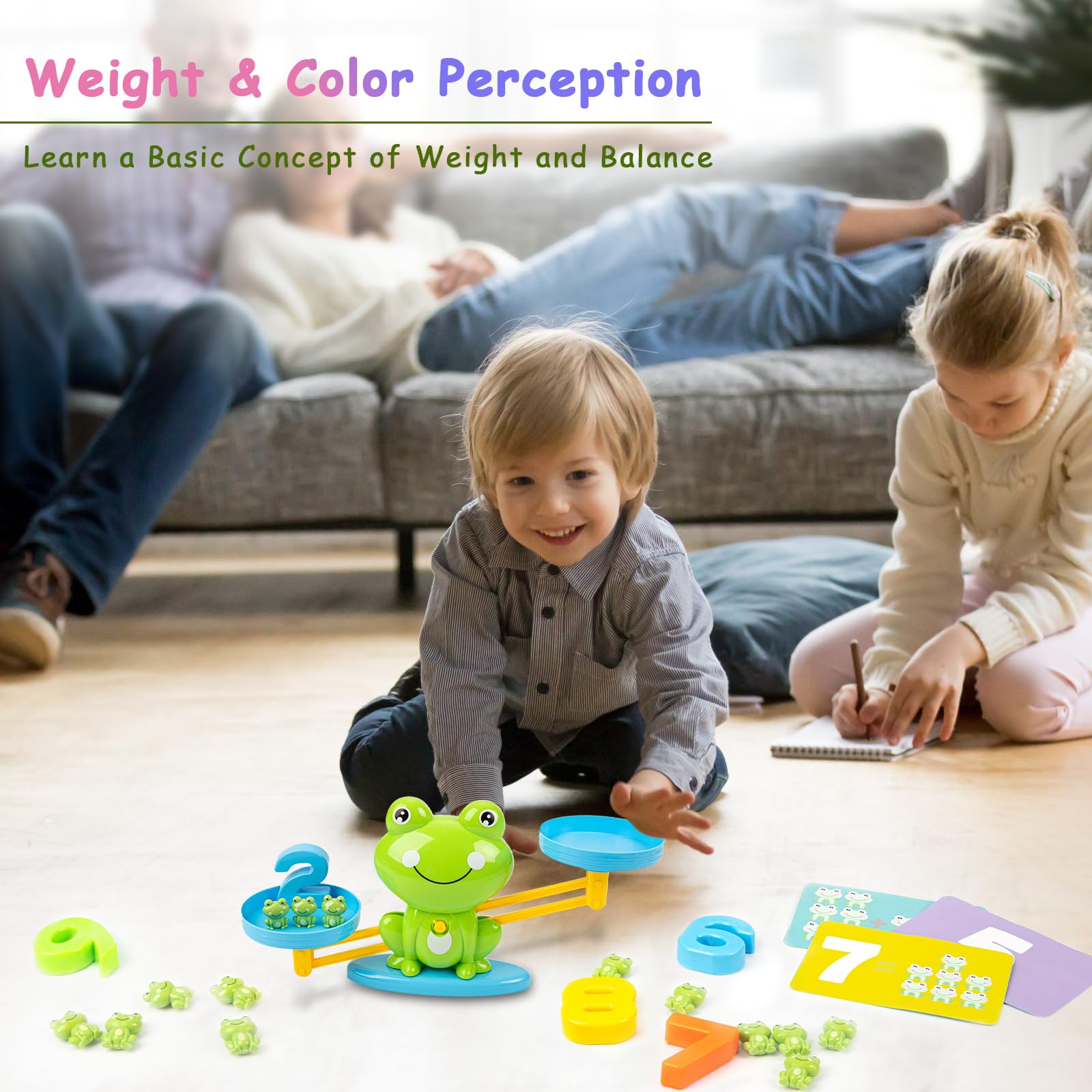 Frog Balance Counting Toys, Cool Math Learning Games for Boys and Girls, Educational Number Preschool Toy, Fun Children's Gift STEM Math Games for Kids Age 3+ (63 PCS)