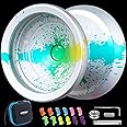MAGICYOYO V12 Yoyo Professional Finger Spin Yoyo, Responsive Yoyo for Kids 8-12, Unresponsive Yo yo for Adults, Dual Function Trick Yoyo with 12 Yoyo Strings, Yo-Yo Accessory Kit (Silver Green Yellow)