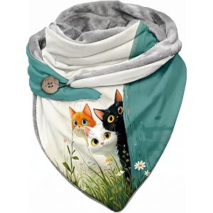 Funny Cat/Owl/Penguin Christmas Scarve Printed Winter Warm Triangle Scarve Casual Fleece Scarf And Shawl
