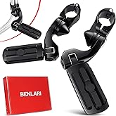 Benlari Highway Pegs 1in 1-1/4 in Highway Footpegs 304 Stainless Steel Long Angled Adjustable Fit For Harley Touring Street Glide Road King Electra Glide Softail Dyna Black Style2