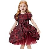 Meilleur moment Girls Floral Dress A Line Puff Short Sleeve Casual Toddler Dresses Summer Daily Outfit Rose Poster