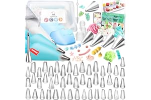 Cake Decorating Supplies Kit Tips 83 Pieces, 48 Stainless Steel Icing Tip Set, 2 Reusable Coupler and 20 Pastry Bags