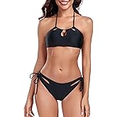 Colloyes Women's Cutout Halter String Bikini Sets Low Waisted Swimsuit Tie Side Two Piece Bathing Suits