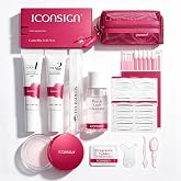 ICONSIGN Korean-Style Lash Lift Kit, Hypoallergenic Formula Eyelash Perm Kit with Glue-Free Lash Lift Shields &amp; Enhanced Glue Balm, Semi-Permanent Curled Eyelashes Lasting for 8-10 Weeks