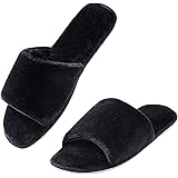 DL Open Toe Slippers for women Indoor, Cozy Memory Foam Womens House Slippers Summer Slip On, Comfy Soft Flannel Womens Bedro