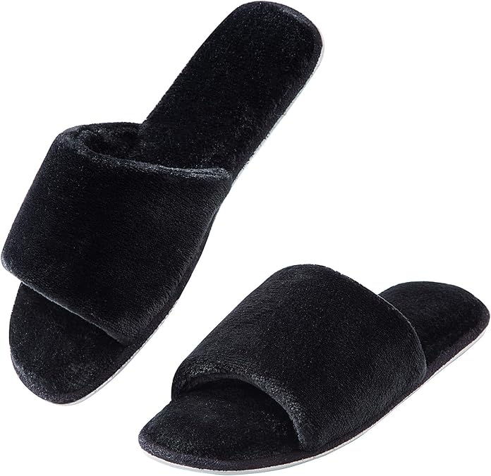 Amazon.com | DL Open-Toe-Womens-Slippers-Indoor, Memory Foam House Slippers for Women Slip On 