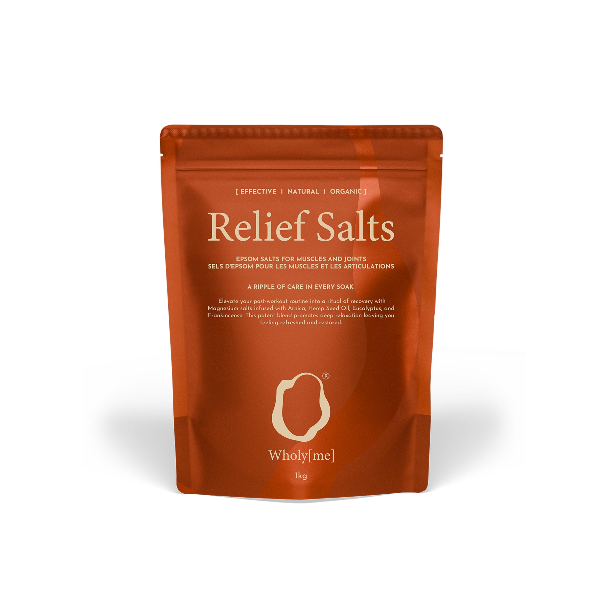 WholyMe Epsom Salt Bath Salts - Natural Bath Soak for Muscle and Joint Recovery - Made in the UK - with Arnica, Frankincense and Eucalyptus Essential Oil - Post Workout and Relaxation - Organic
