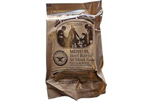 EPIDEMIC PROOF Genuine USGI Individual MRE [Meal, Ready to Eat] Inspection Date 01/2024 or Newer - You Choose Menu - Complete Ration with Entree, Snacks, Dessert, Drink Mix, Utensils, Condiments and FRH. (#18 Beef Ravioli)