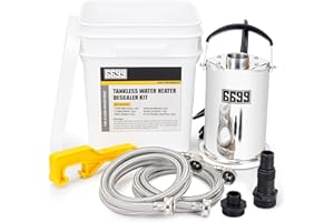 6699 Tankless Water Heater Flushing Kit Includes 1/3HP Stainless Steel Sump Pump with Two Adapters & 3 Gallons Pail with Buck