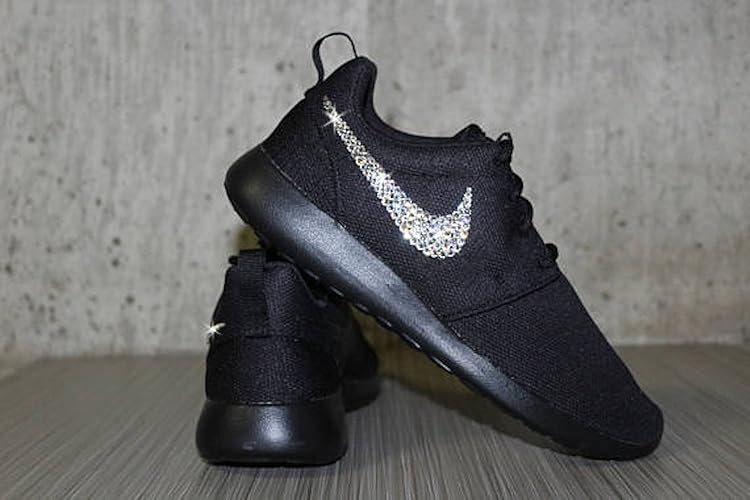 Black Nike Roshes women, Swarovski Nike shoes for women, Bling Nike roshes, Nike Roshes for women, Nike roshes women's Black