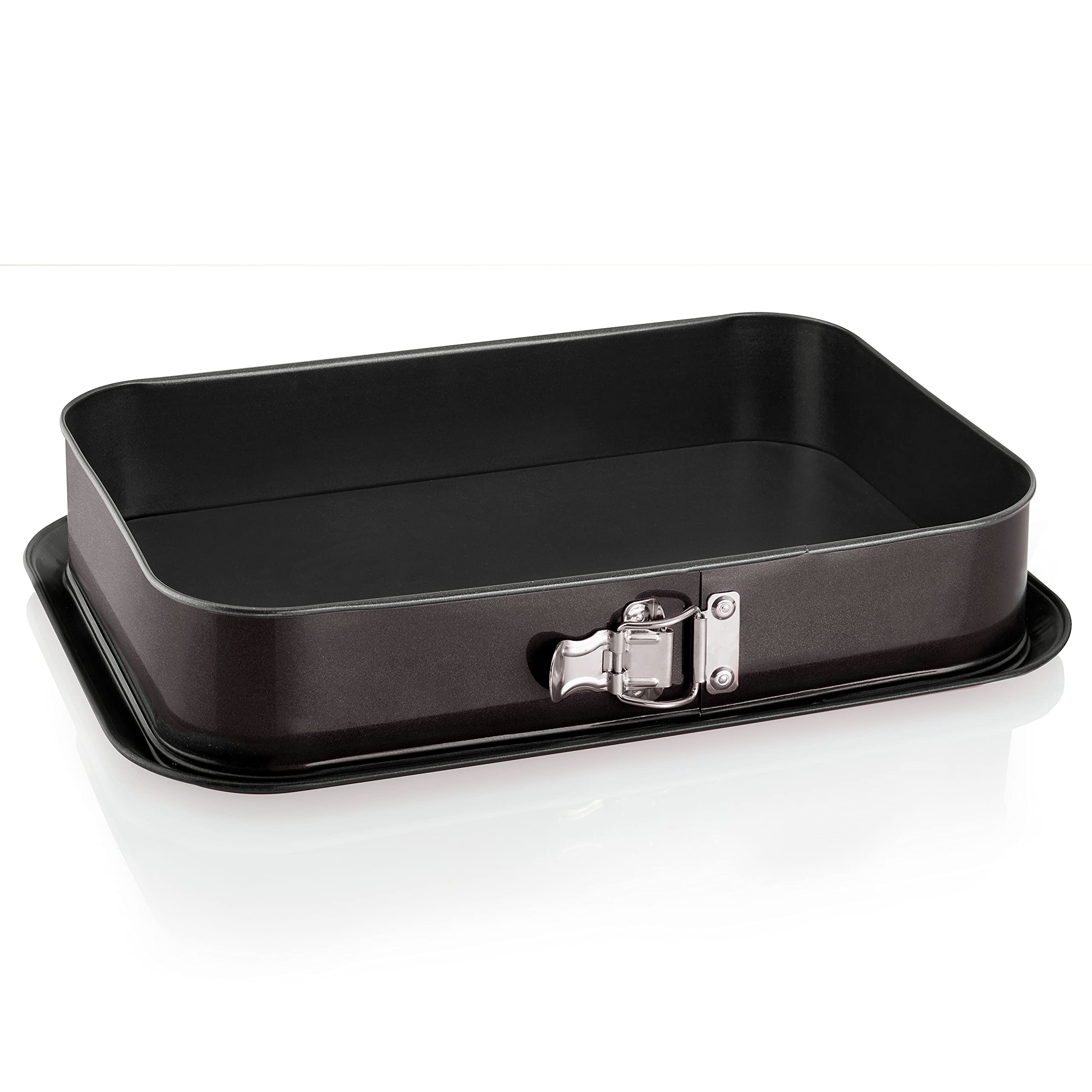 Grizzly, Springform Tin, Rectangular Baking Tin, 14" x 9" (35 x 24 cm), Black, with Overflow Protection, Non-Stick, Large, Tall Rectangular Cake Tin