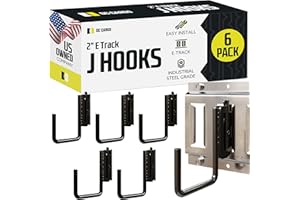 DC CARGO MALL DC Cargo - E Track J Hooks (2" - 6 Pack) - Vertical E Track Accessories - Hanging Hooks for Your ETrack Rail System - Use in Enclosed Trailers, Box Trucks, Vans, Garage, Workshop & Warehouse