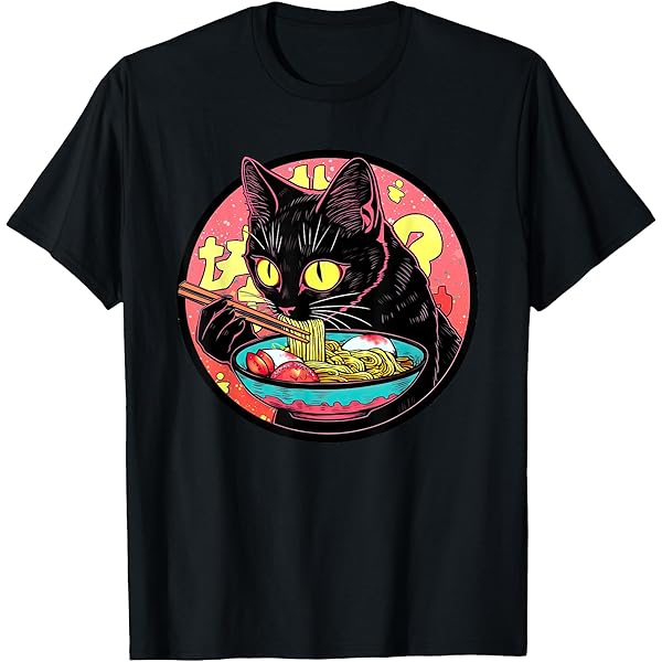THE MADNA 涼太 Tシャツ XLサイズ MASKED CAFE Amazon.com: Black Cat Ramen Funny Pet Japanese Food T-Shirt