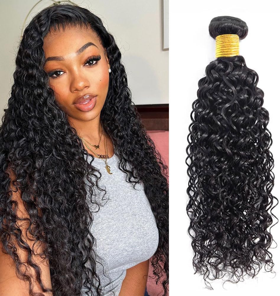 Vallbest Water Wave Bundles Human Hair Water Wave Hair Bundles Wet and Wavy Human Hair 1 Bundle for Black Women 22 Inch Brazilian Virgin Water Wave Bundles Natural Black Color Hair Extensions — image 1