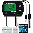 PH Monitor & Temperature Meter 2 in 1 Digital Water Quality Tester Sensor Test Kit with Automatic Calibration/Replaceable BNC Electrode Probe for Aquariums Hydroponics Tanks Aquaculture Laboratory