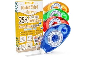 DEART Double Sided Tape Scrapbook Tape Roller, Adhesive Glue Runner, Scrapbooking Journaling Supplies, Must Have Tapes for Paper Art & Craft Card Making Gift Wrapping School Office (4)