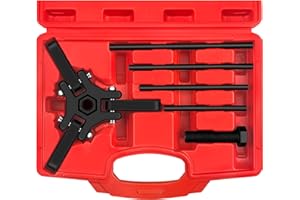 WETT Harmonic Balancer Puller Set, Heavy Duty Adjustable 3 Jaw Pulley Puller Tool, 3/8” Square Drive, Push Bolt, Forcing Rods, Removing Harmonic Dampers and Balancers, Automotive Repair