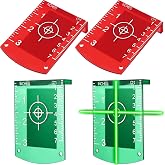 4 Pcs Laser Target Cards with Stand, Magnetic for Green Red Laser Level | Enhanced Visibility, Magnetic Base, Upright Stand, Fits Indoor Outdoor Leveling Jobs